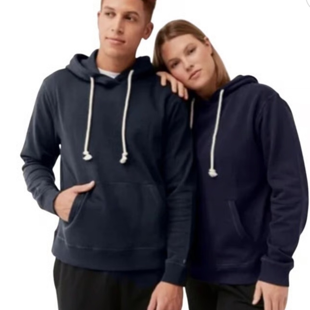 Pact Unisex Organic Cotton Navy Hoodie Pullover Sweatshirt Classic Comfy Small